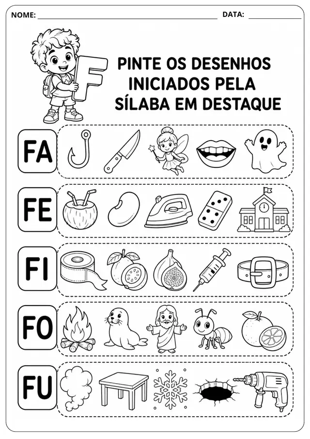Prévia da atividade Sílaba Inicial: F