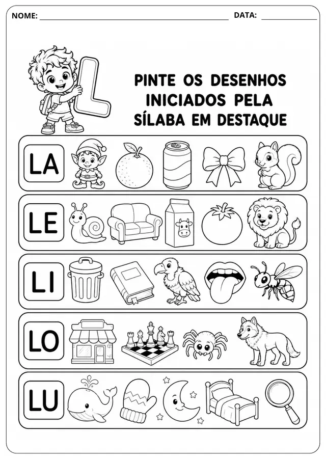 Prévia da atividade Sílaba Inicial: L