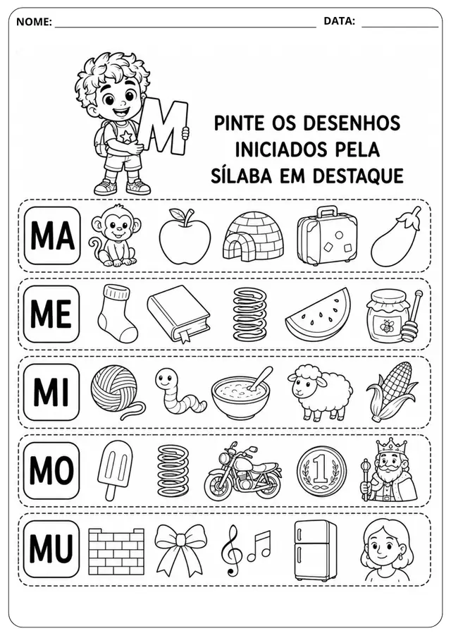 Prévia da atividade Sílaba Inicial: M