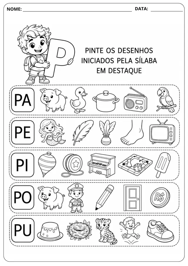 Prévia da atividade Sílaba Inicial: P