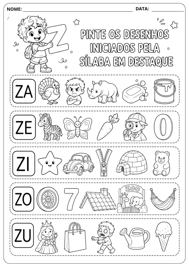 Prévia da atividade Sílaba Inicial: Z