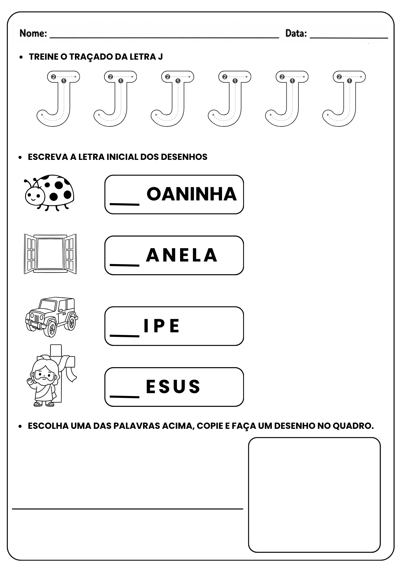 Prévia da atividade Letra J - treino de traçado