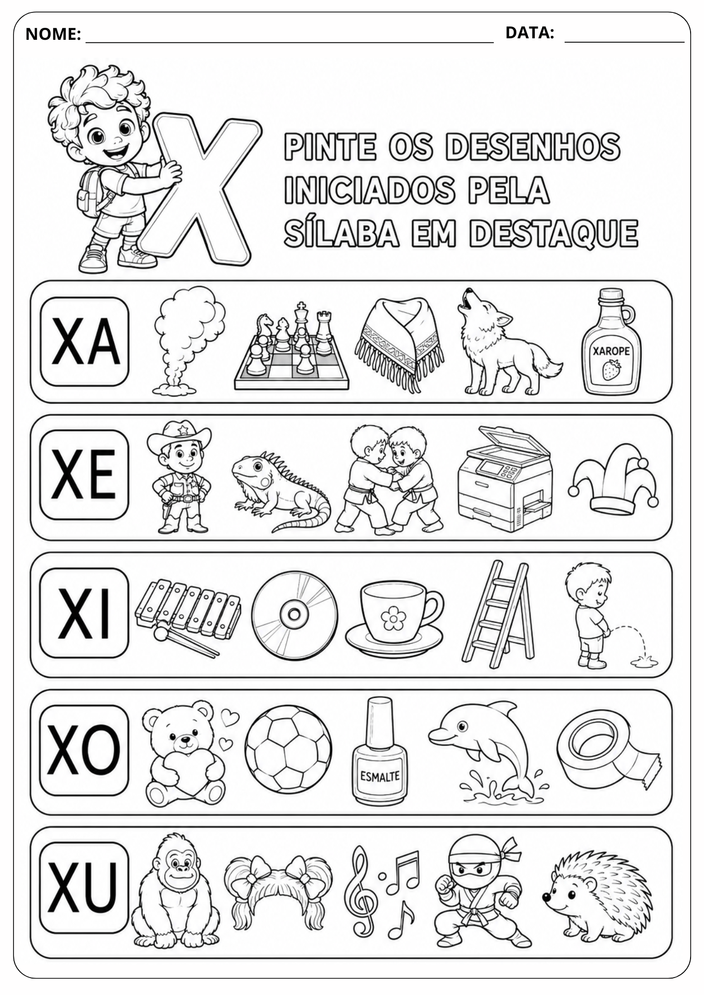 Prévia da atividade Sílaba Inicial: X