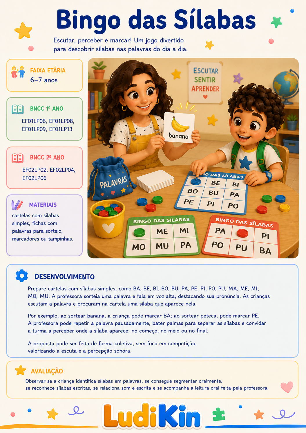 Prévia da brincadeira Bingo das Sílabas