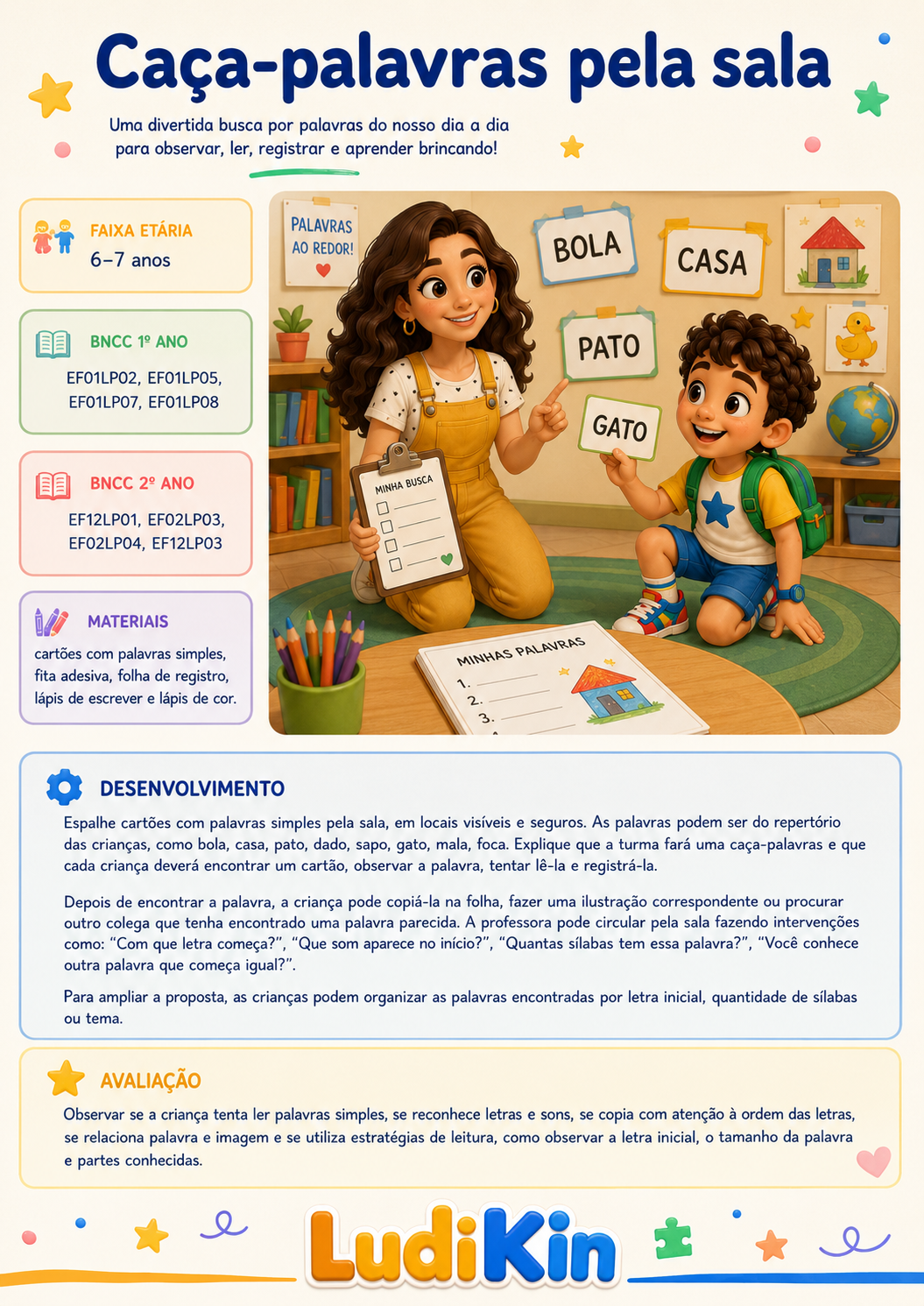 Prévia da brincadeira Caça-palavras pela sala