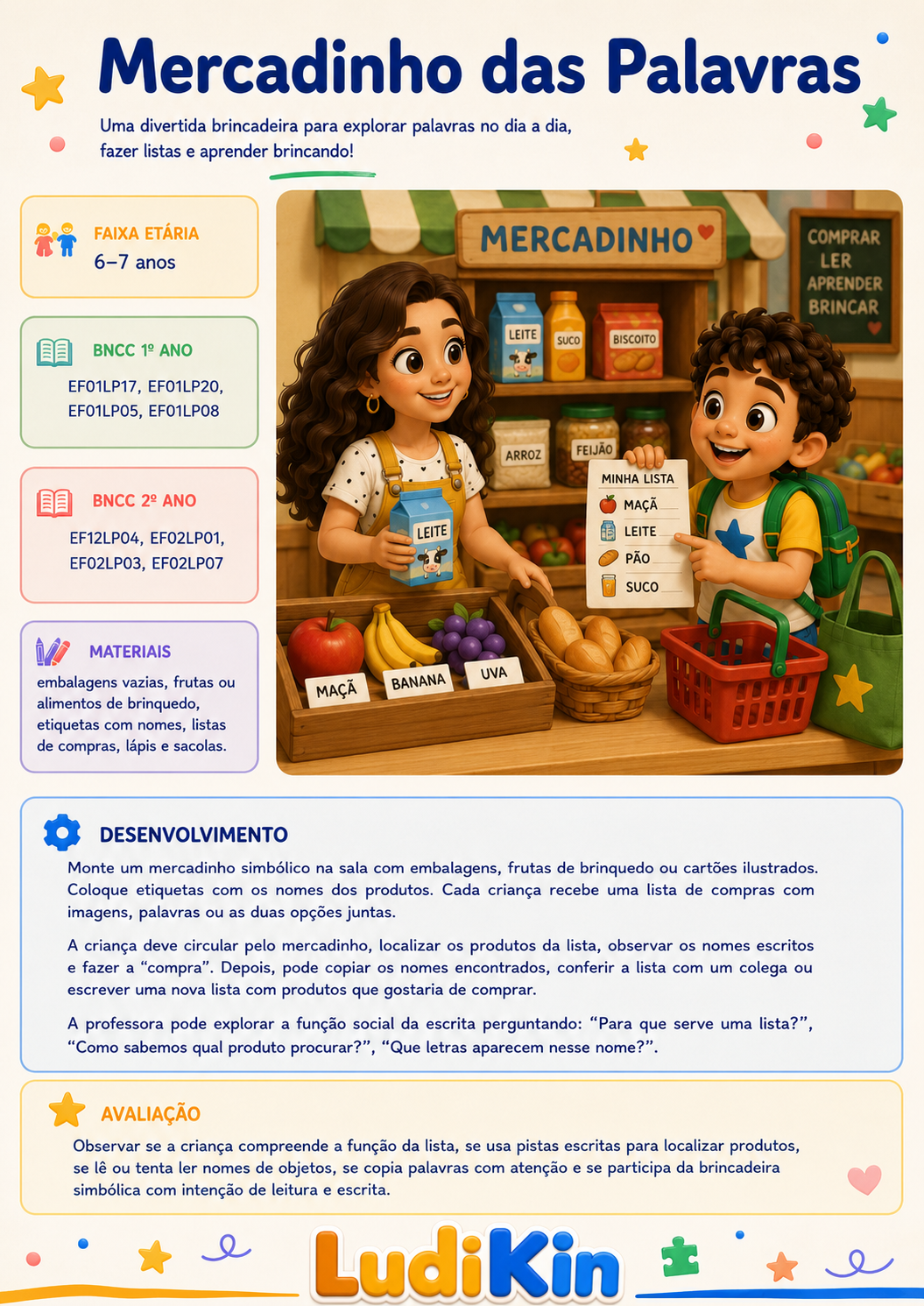 Prévia da brincadeira Mercadinho das Palavras