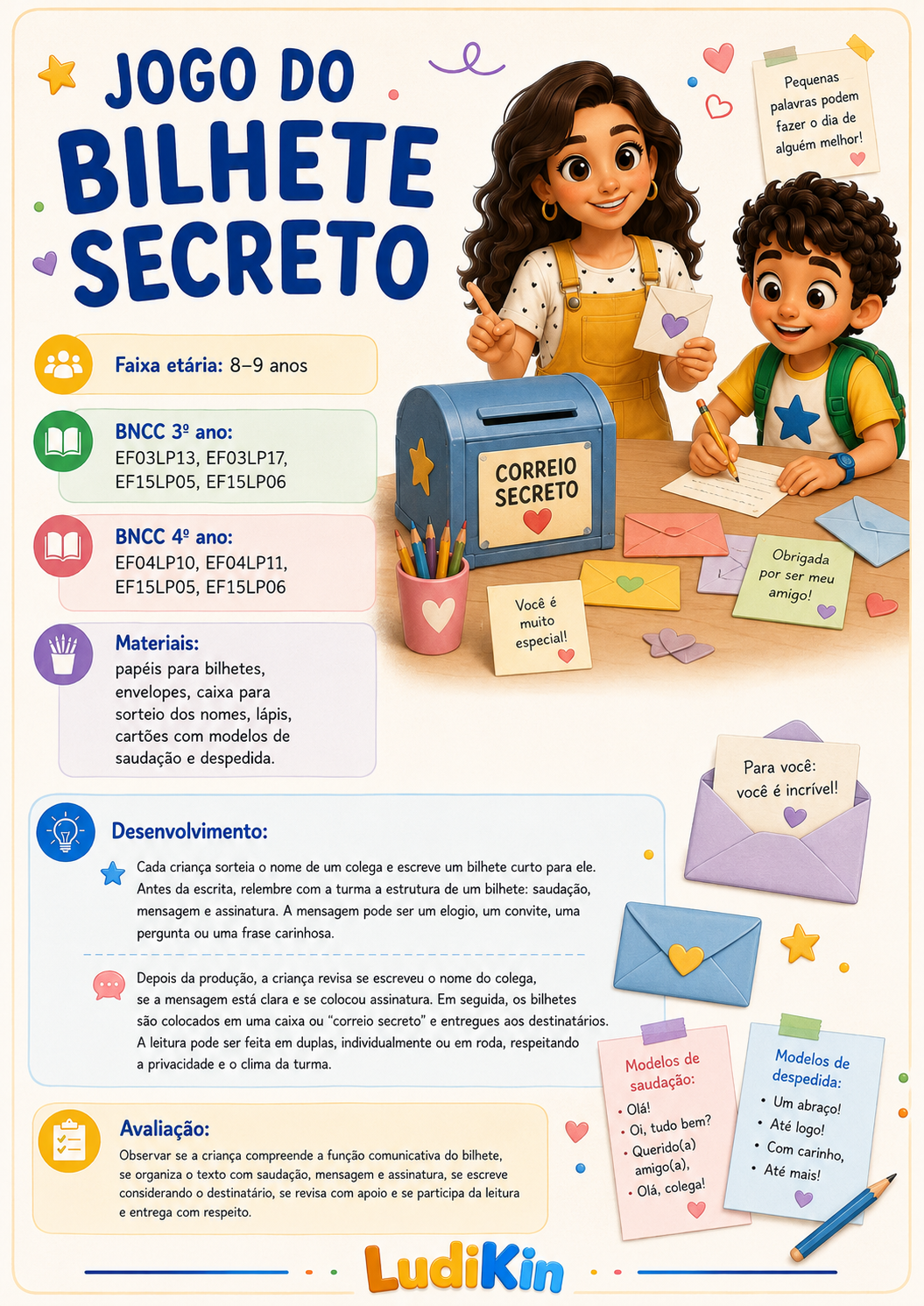 Prévia da brincadeira Jogo do Bilhete Secreto