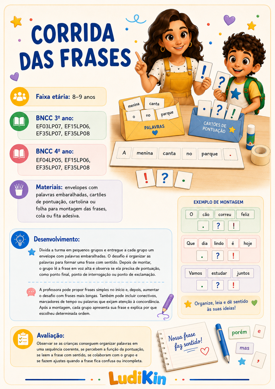 Prévia da brincadeira Corrida das Frases