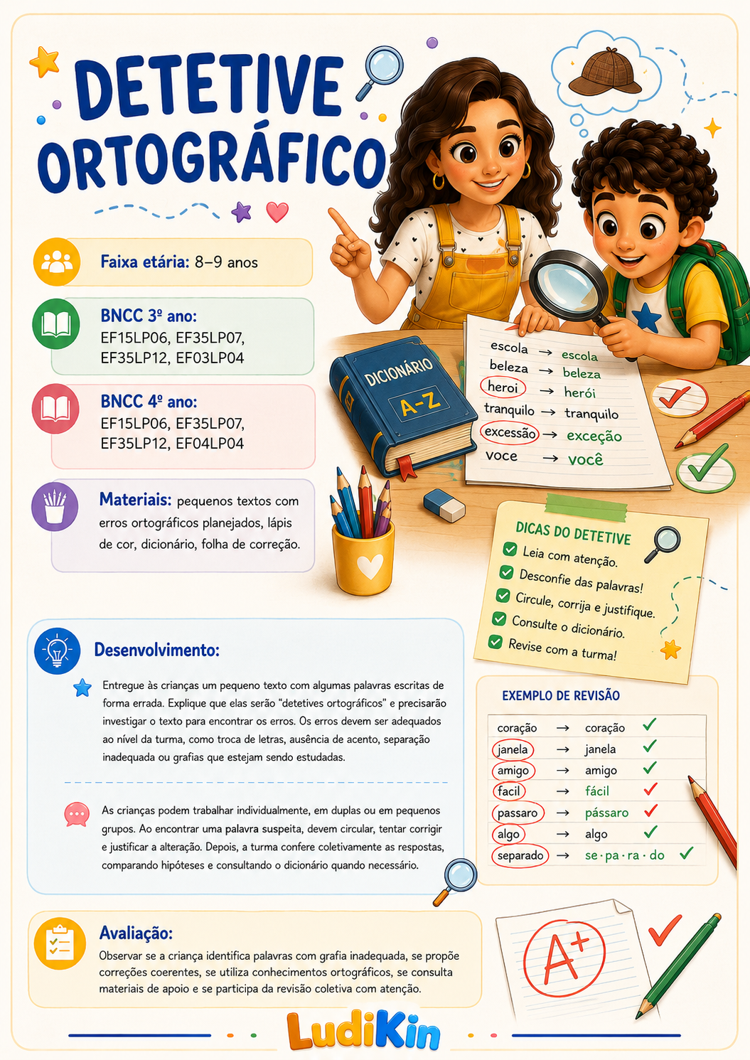 Prévia da brincadeira Detetive Ortográfico