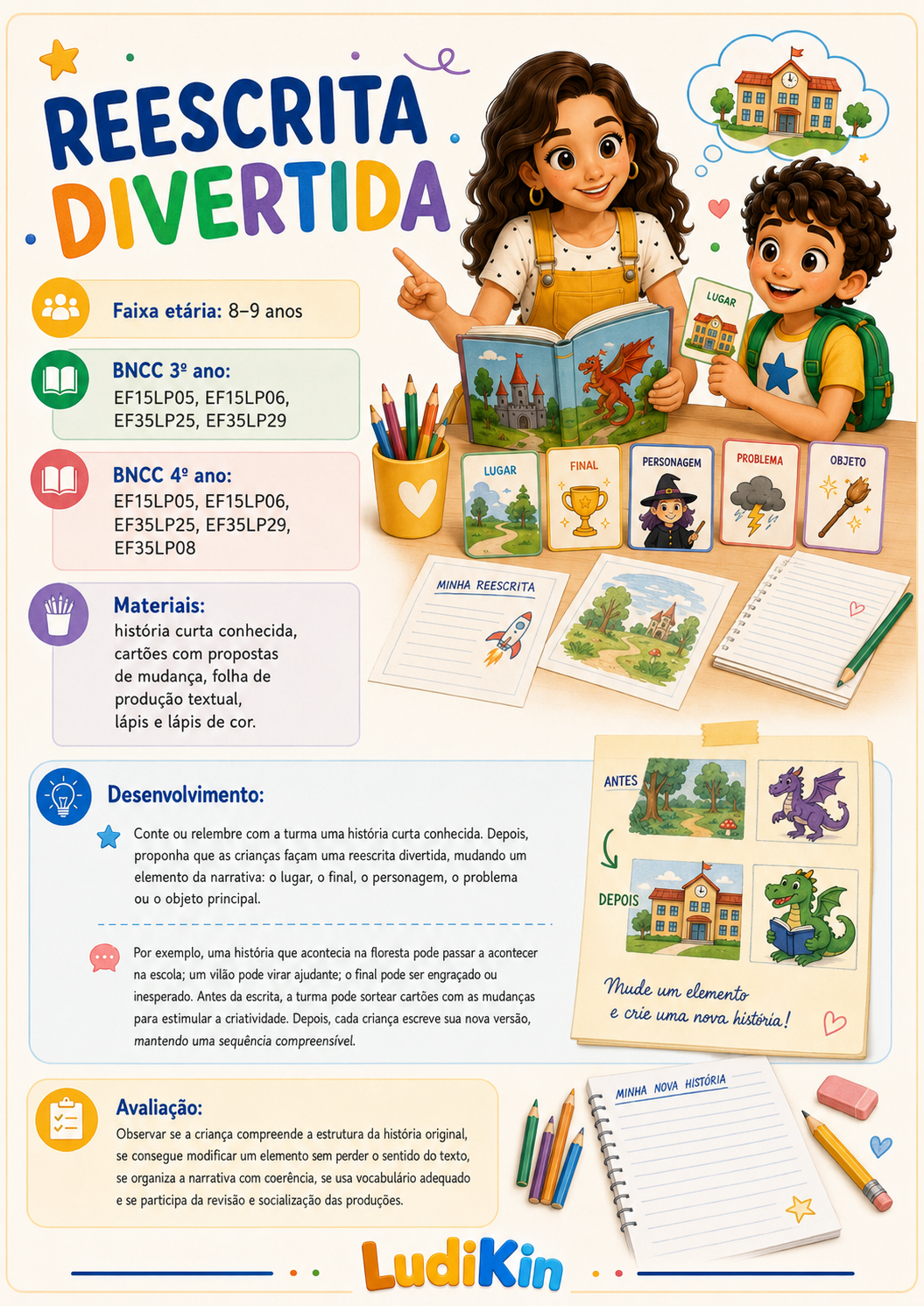 Prévia da brincadeira Reescrita Divertida