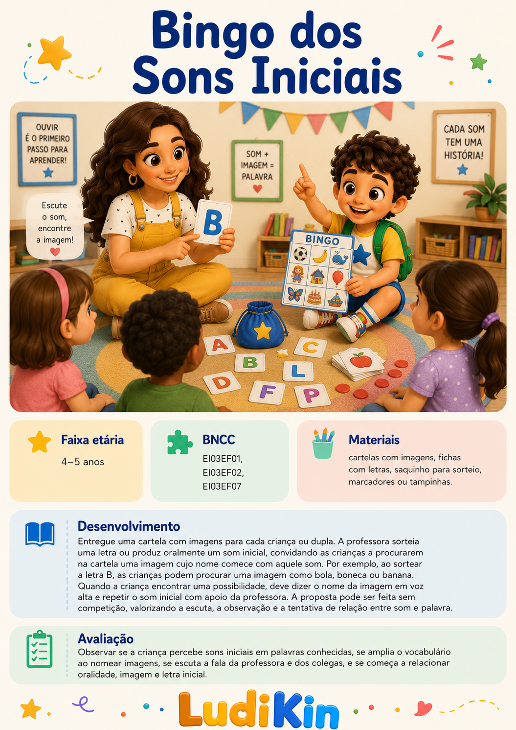 Prévia da brincadeira Bingo dos Sons Iniciais