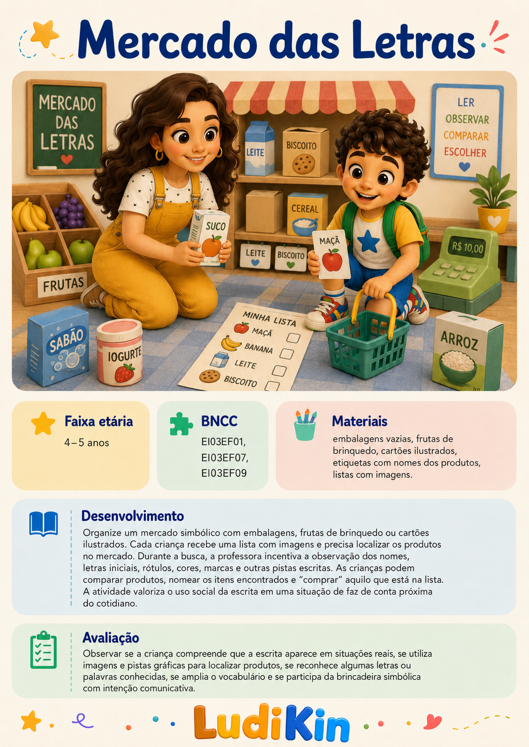 Prévia da brincadeira Mercado das Letras