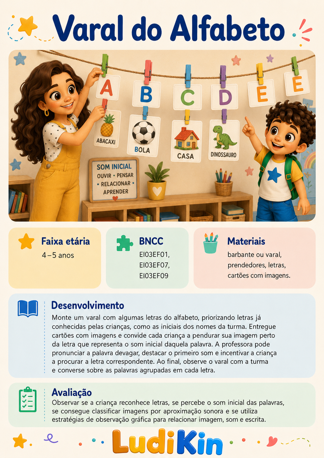 Prévia da brincadeira Varal do Alfabeto